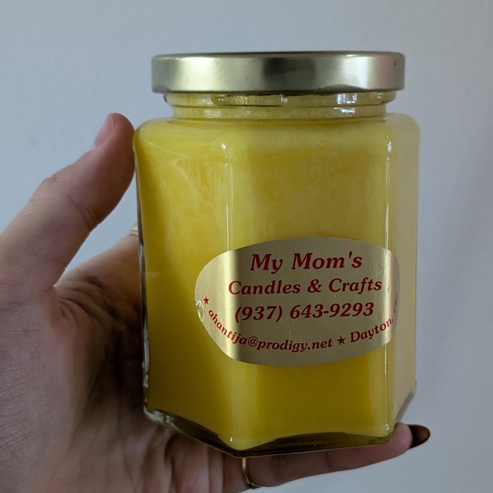 Yellow Candle Lemon Chiffon Handmade All Natural Amazing Scent